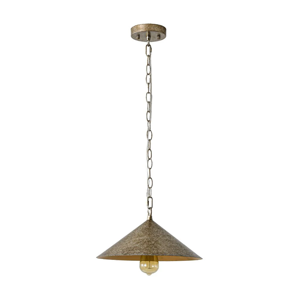 Industrial 1-Light Rusty Silver Iron Cone Kitchen Pendant - Image 4
