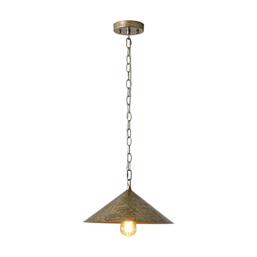 Industrial 1-Light Rusty Silver Iron Cone Kitchen Pendant - Image 5