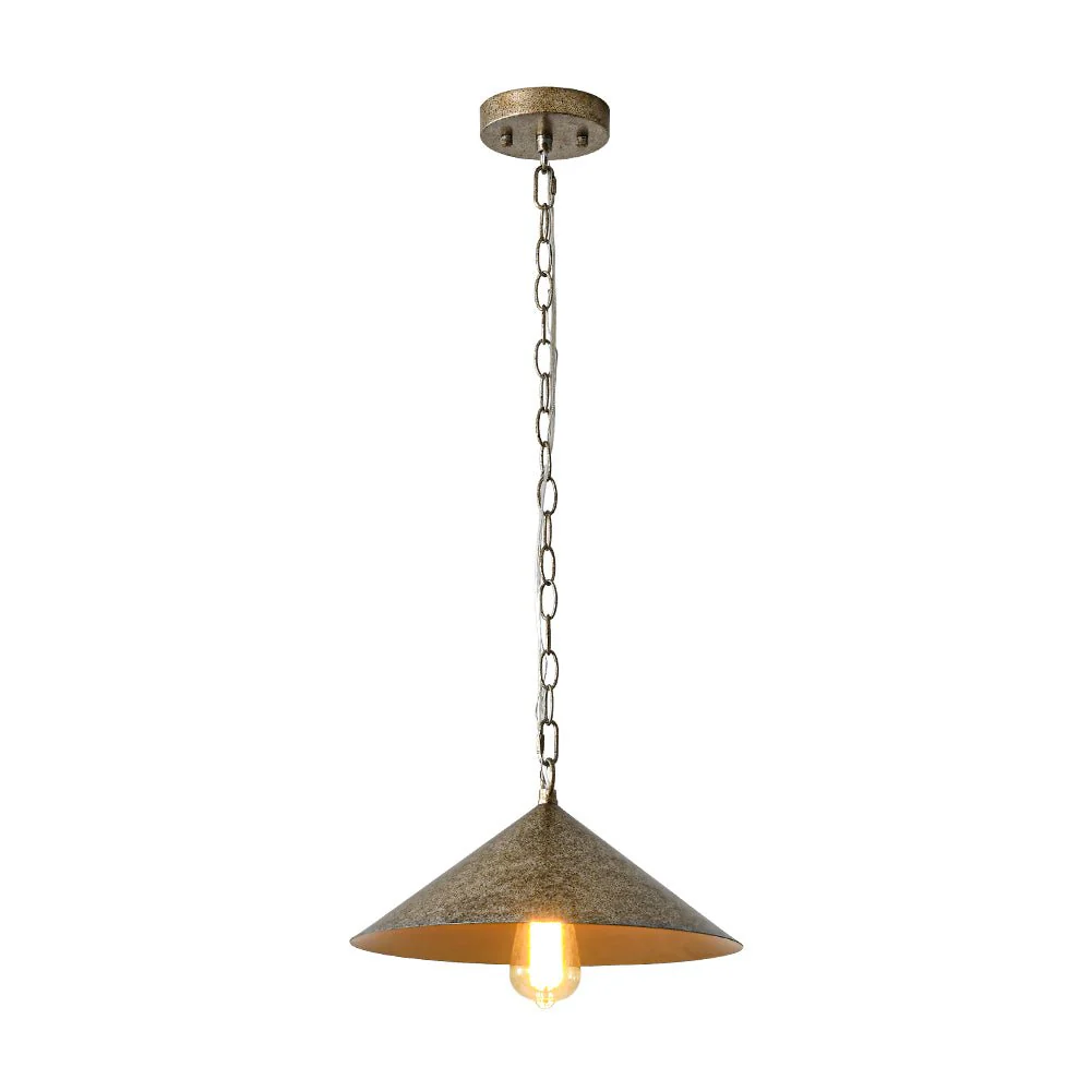 Industrial 1-Light Rusty Silver Iron Cone Kitchen Pendant - Image 6