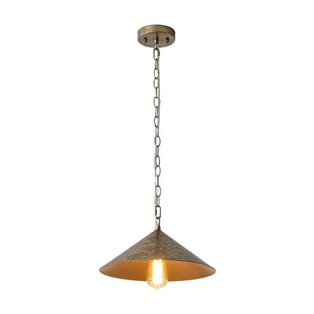 Industrial 1-Light Rusty Silver Iron Cone Kitchen Pendant - Image 7
