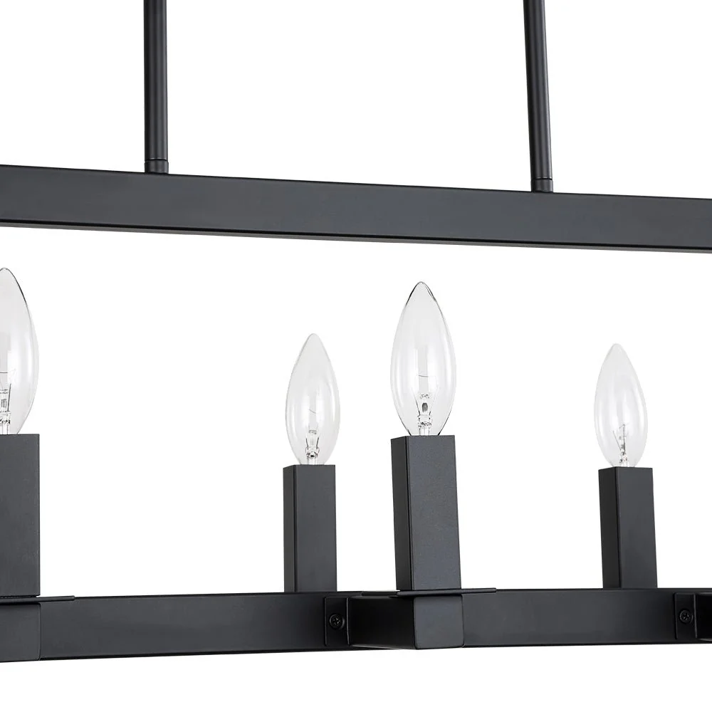 Industrial 6-Light Candle Style Black Rectangular Island Chandelier - Image 14