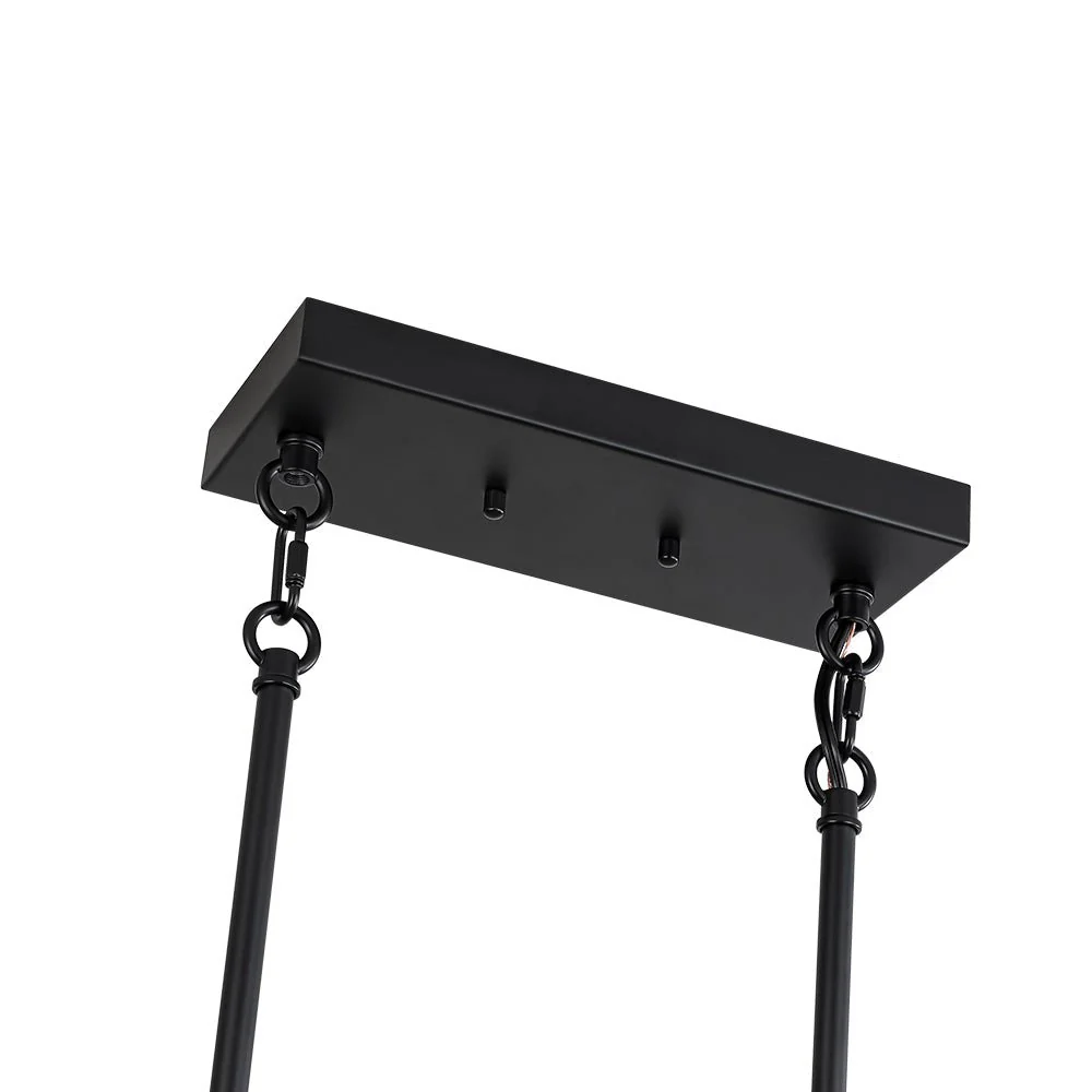Industrial 6-Light Candle Style Black Rectangular Island Chandelier - Image 17