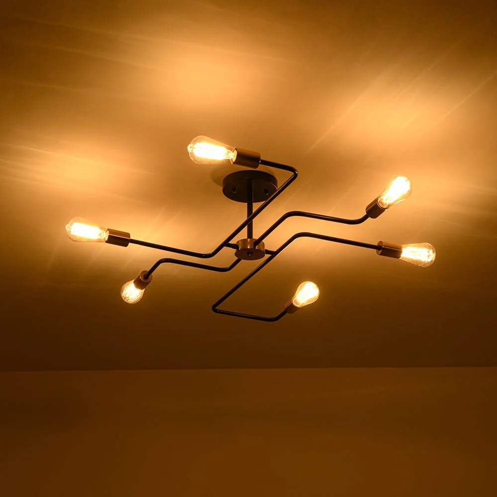 Industrial 6-Light Pipeline Sputnik Semi Flush Mount - Image 10