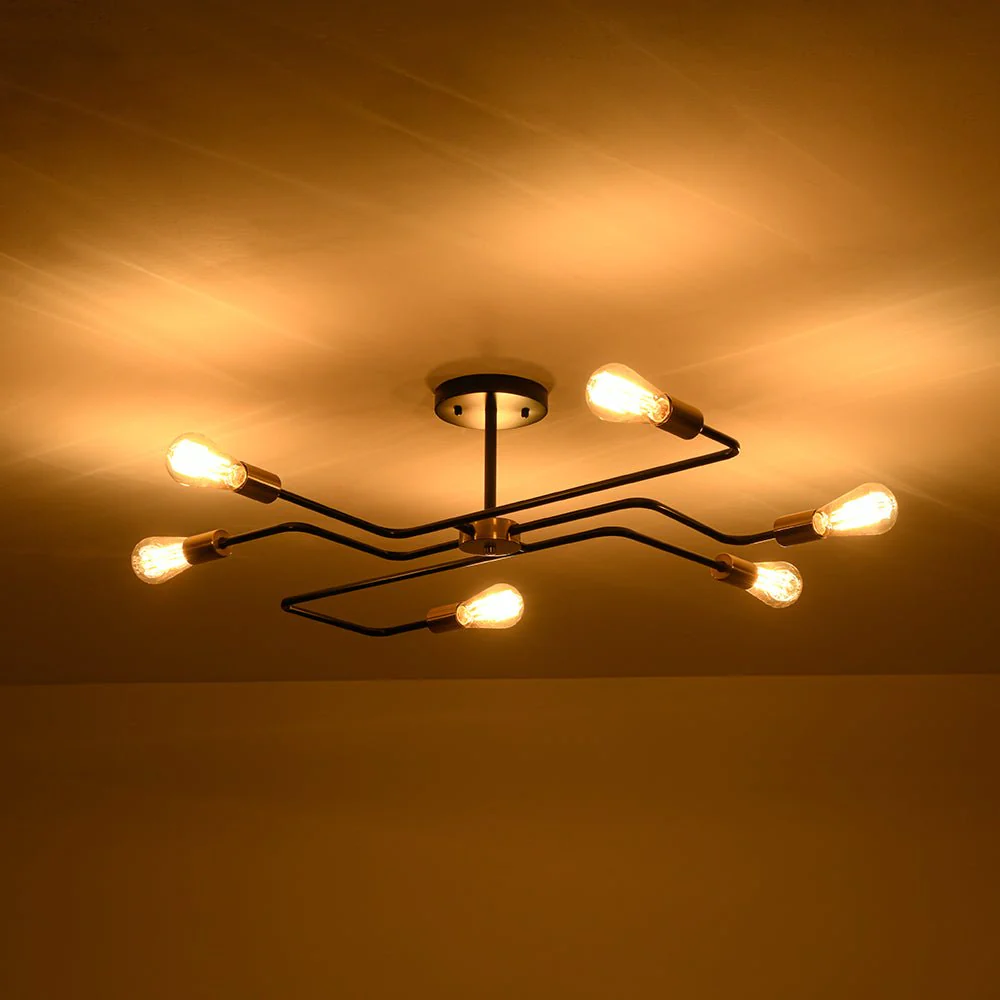 Industrial 6-Light Pipeline Sputnik Semi Flush Mount - Image 11