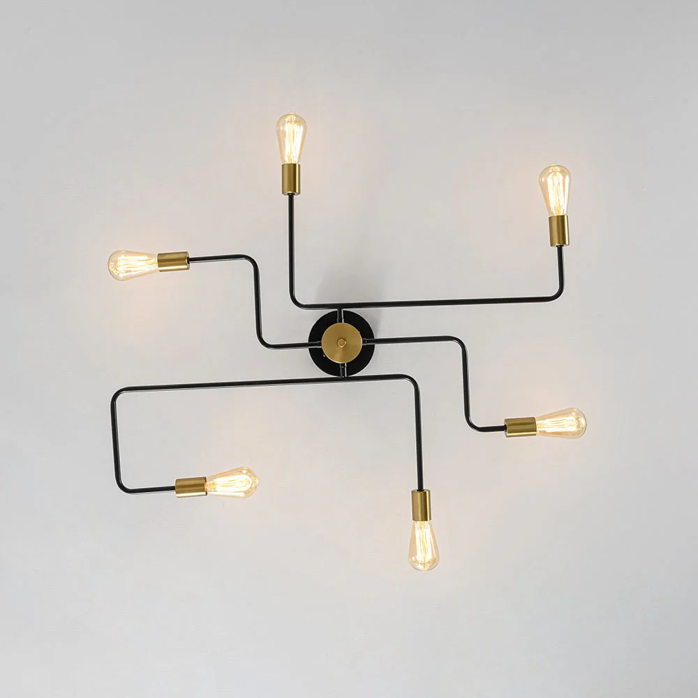 Industrial 6-Light Pipeline Sputnik Semi Flush Mount - Image 16