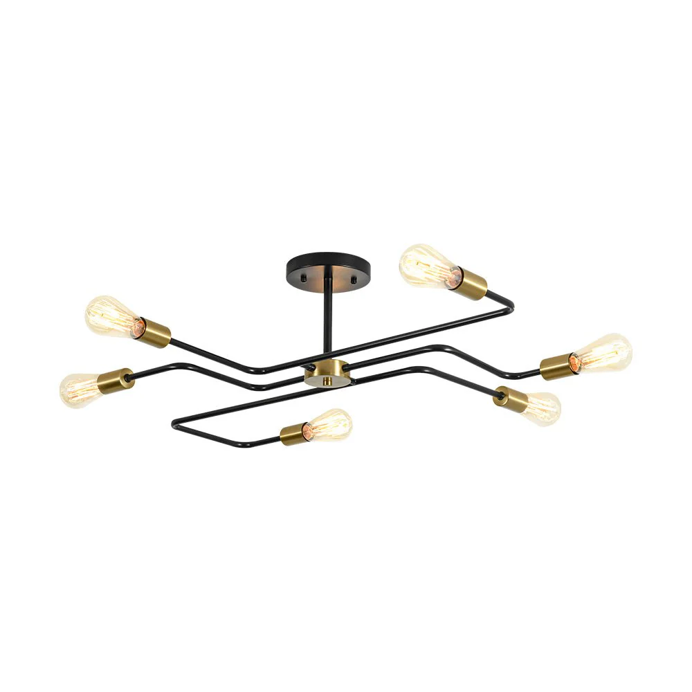 Industrial 6-Light Pipeline Sputnik Semi Flush Mount - Image 4
