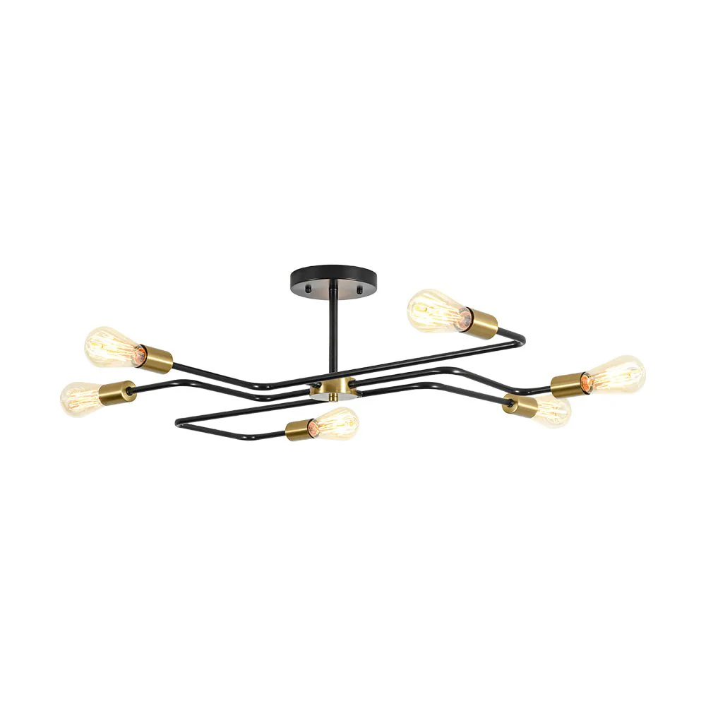 Industrial 6-Light Pipeline Sputnik Semi Flush Mount - Image 5