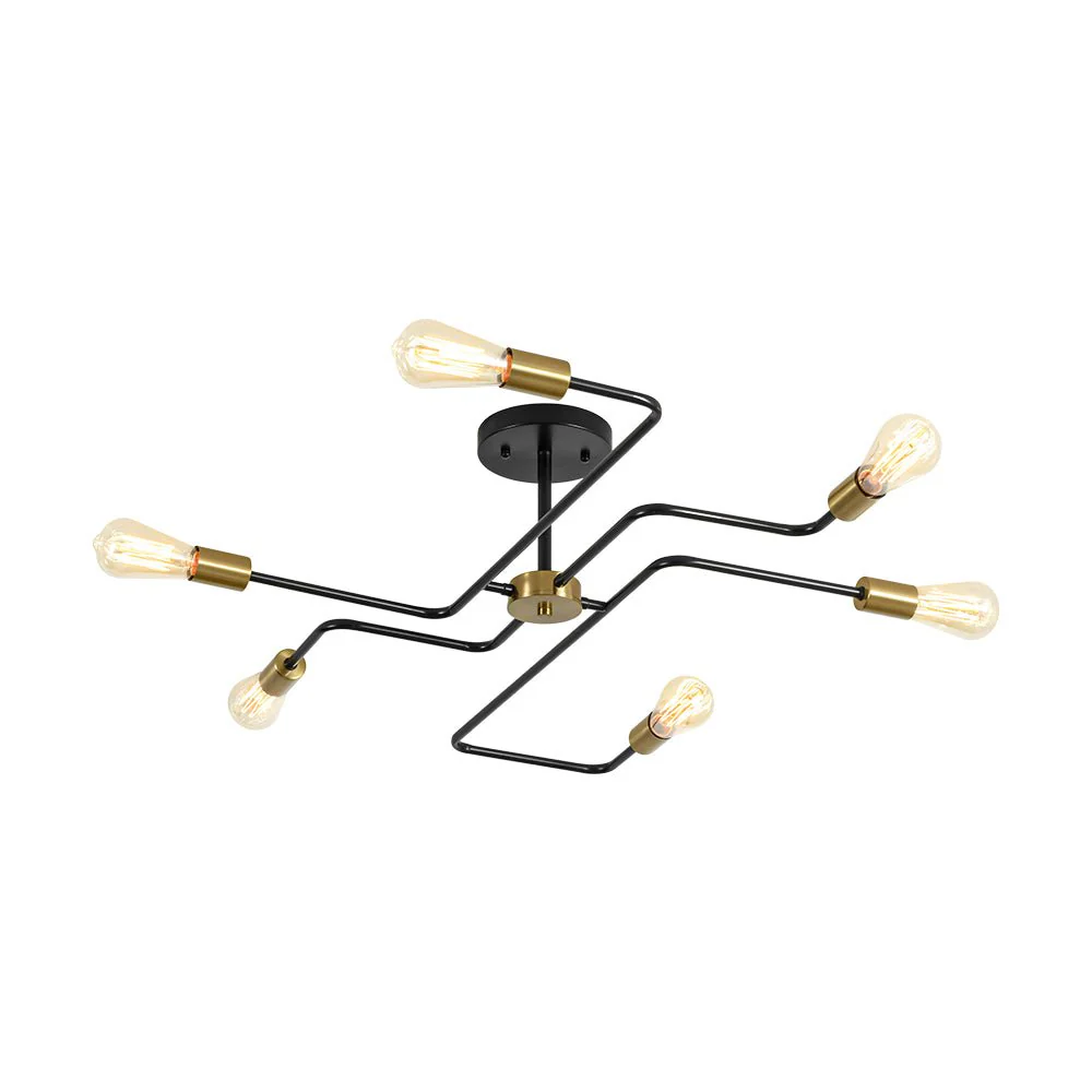 Industrial 6-Light Pipeline Sputnik Semi Flush Mount - Image 6