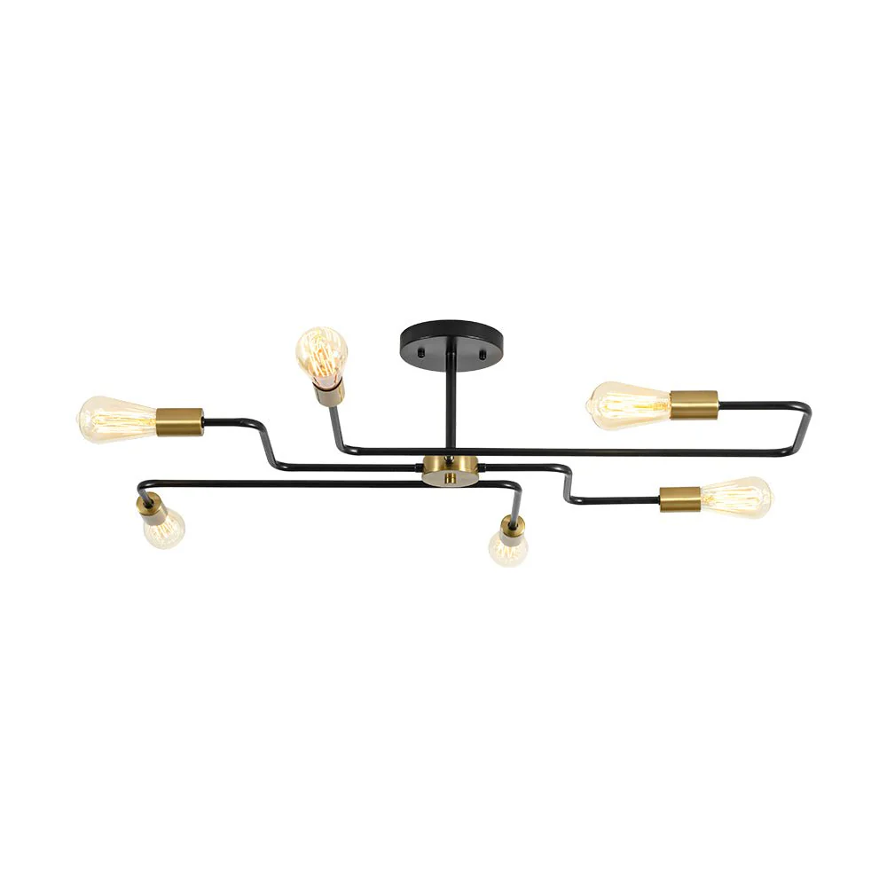 Industrial 6-Light Pipeline Sputnik Semi Flush Mount - Image 7