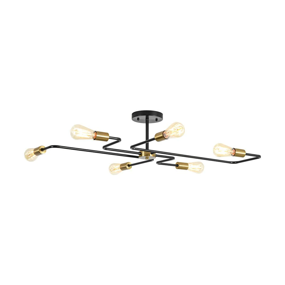 Industrial 6-Light Pipeline Sputnik Semi Flush Mount - Image 8