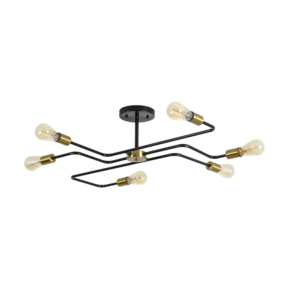 Industrial 6-Light Pipeline Sputnik Semi Flush Mount - Image 9