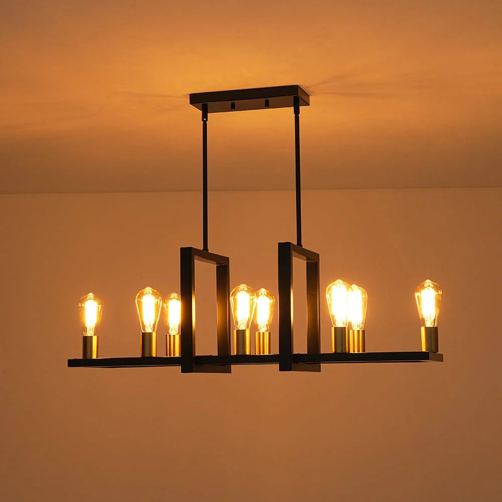 Industrial 8-Light Rectangular Kitchen Island Chandelier - Image 10
