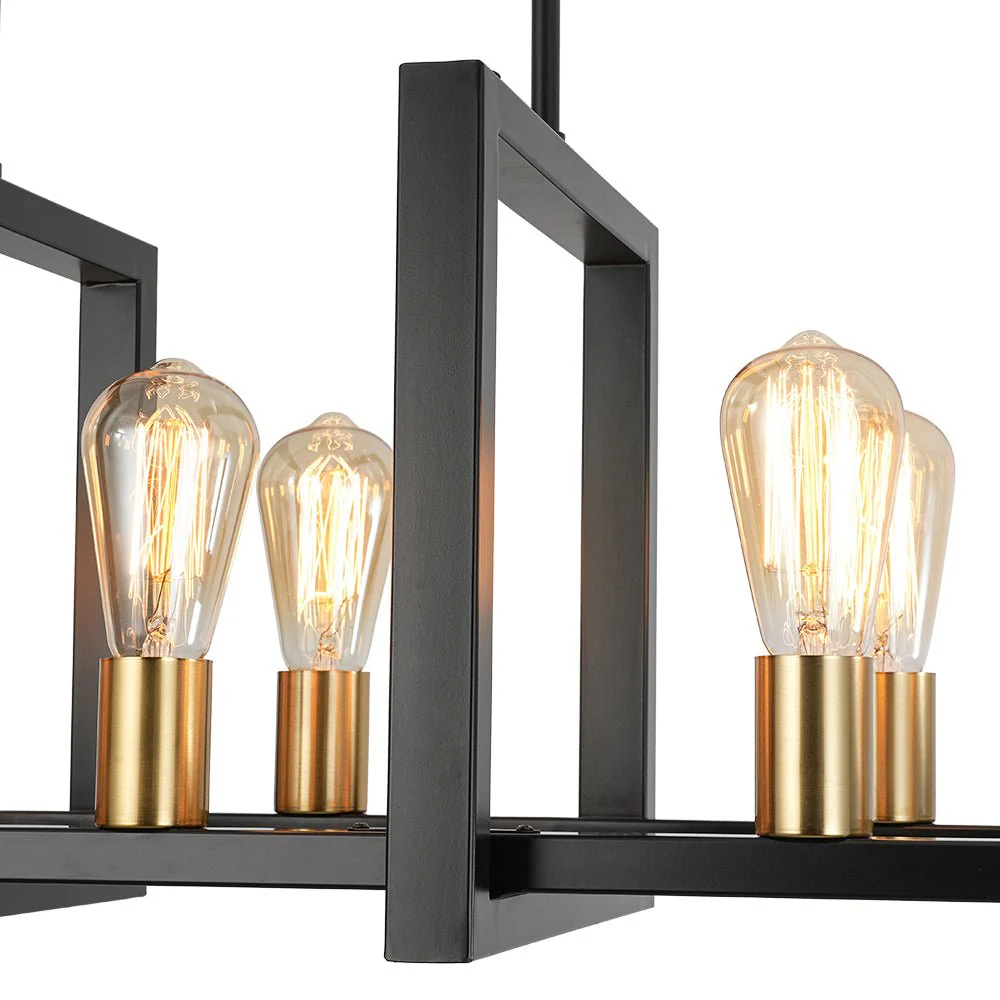 Industrial 8-Light Rectangular Kitchen Island Chandelier - Image 12