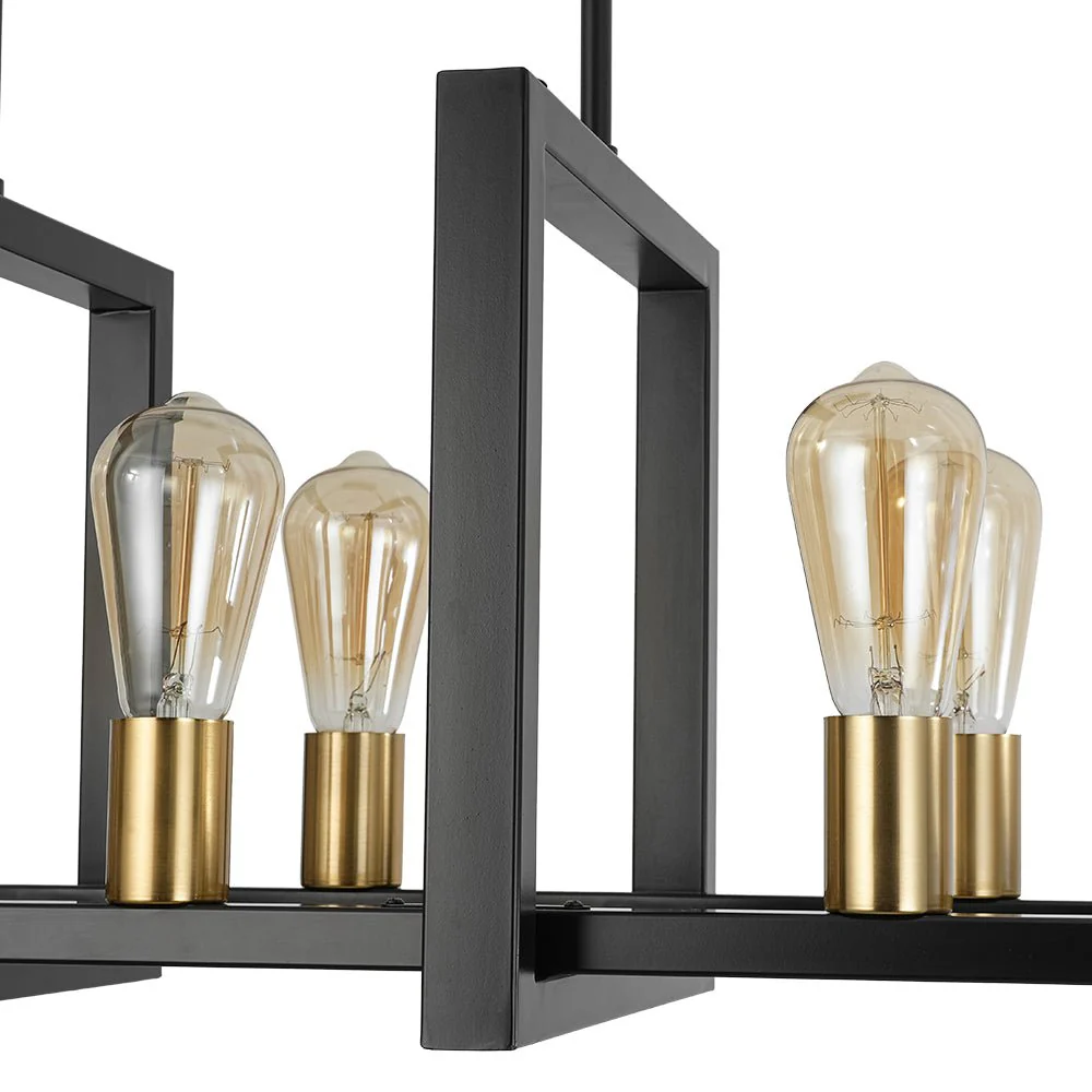 Industrial 8-Light Rectangular Kitchen Island Chandelier - Image 13