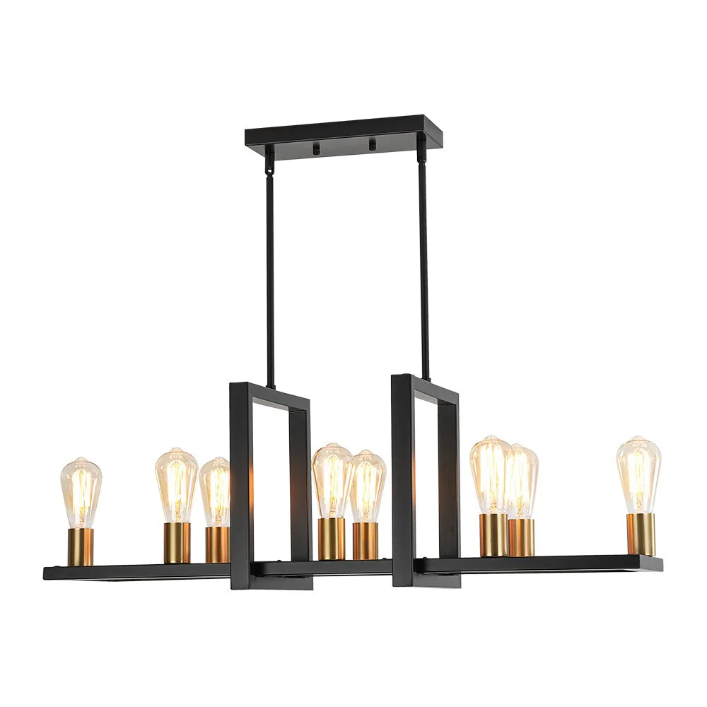 Industrial 8-Light Rectangular Kitchen Island Chandelier - Image 5
