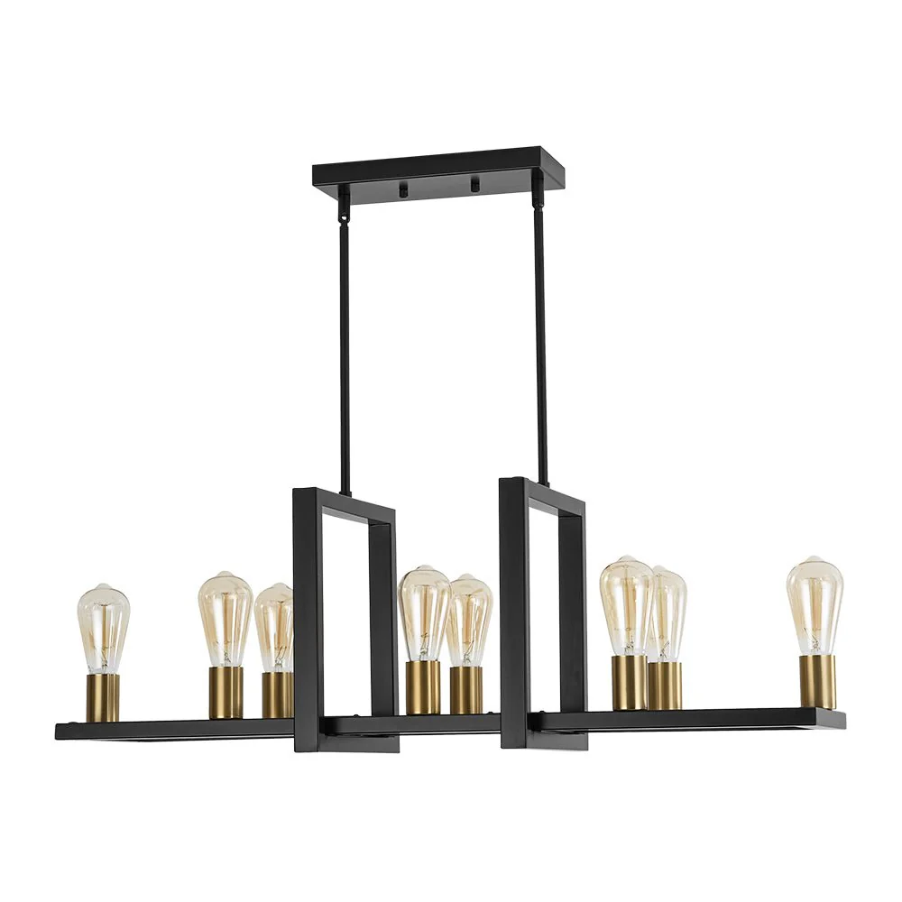 Industrial 8-Light Rectangular Kitchen Island Chandelier - Image 6
