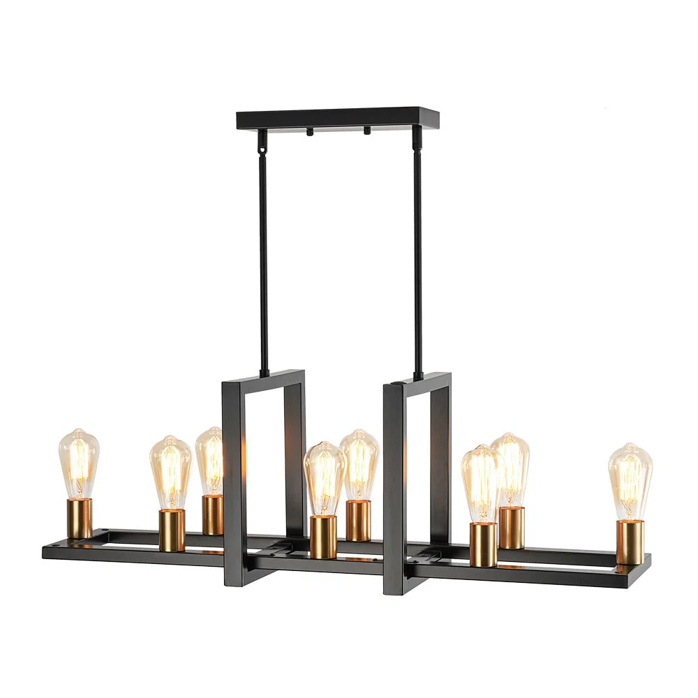 Industrial 8-Light Rectangular Kitchen Island Chandelier - Image 7