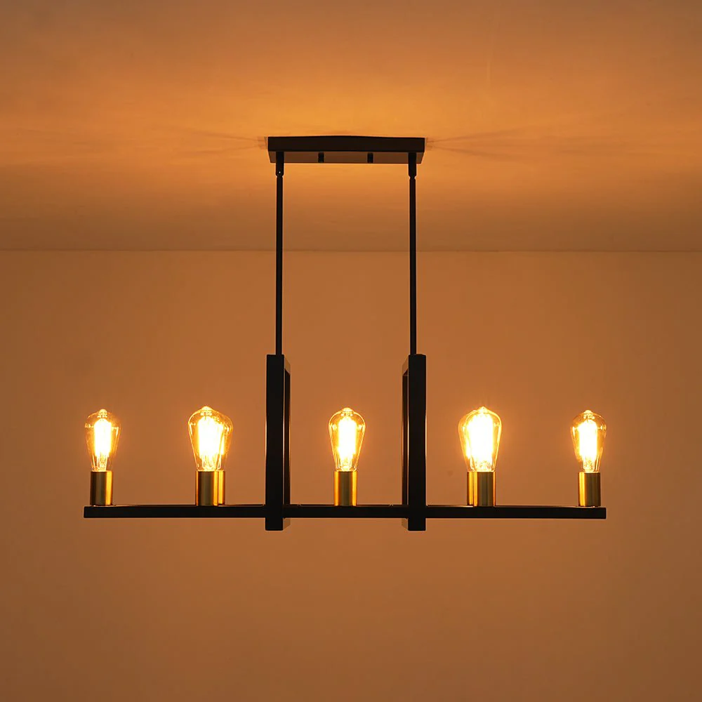 Industrial 8-Light Rectangular Kitchen Island Chandelier - Image 9