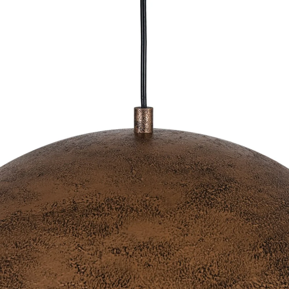 Industrial Antique Textured Bronze Oversized Iron Dome Pendant - Image 11
