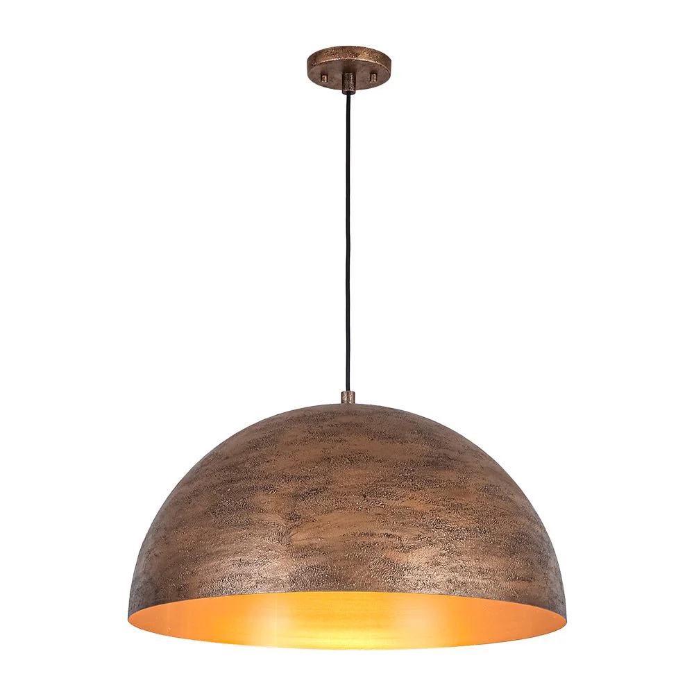 Industrial Antique Textured Bronze Oversized Iron Dome Pendant - Image 5