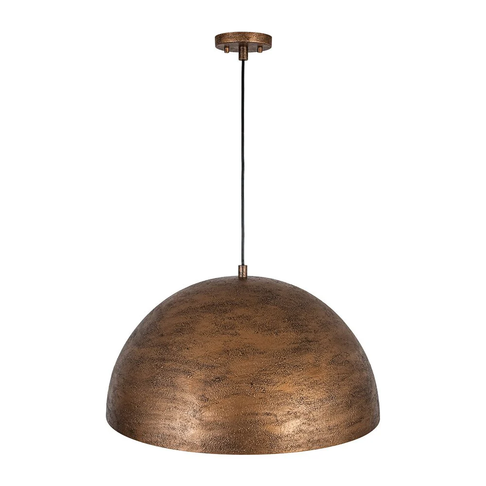 Industrial Antique Textured Bronze Oversized Iron Dome Pendant - Image 8