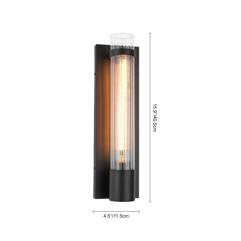 Industrial Black Reeded Glass Linear Tube Wall Light - Image 12