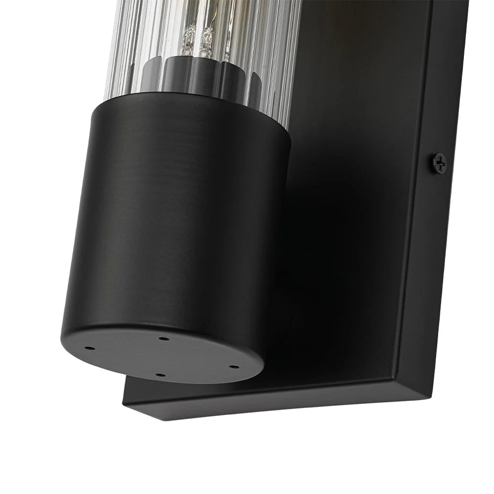 Industrial Black Reeded Glass Linear Tube Wall Light - Image 13