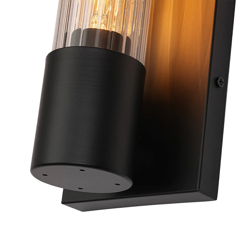 Industrial Black Reeded Glass Linear Tube Wall Light - Image 14