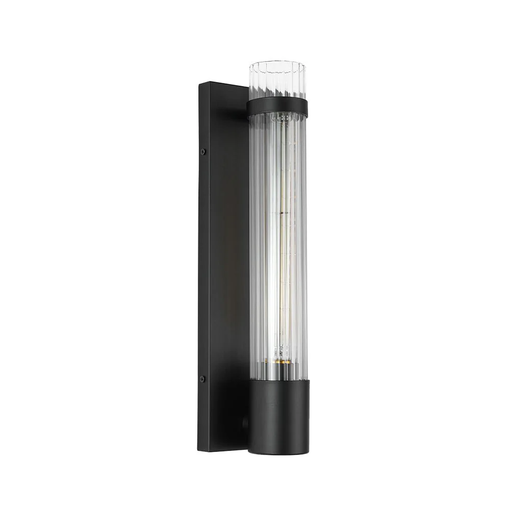 Industrial Black Reeded Glass Linear Tube Wall Light - Image 6