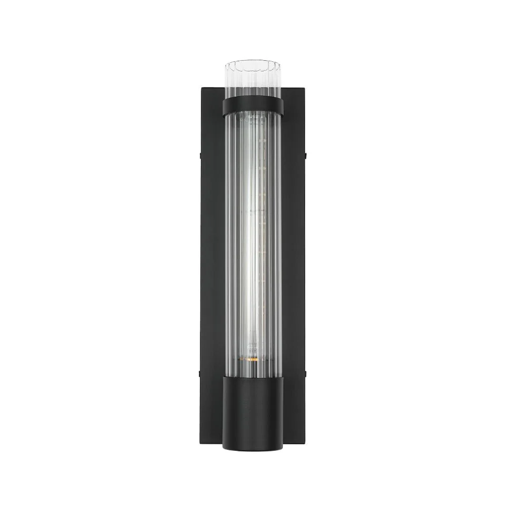 Industrial Black Reeded Glass Linear Tube Wall Light - Image 8