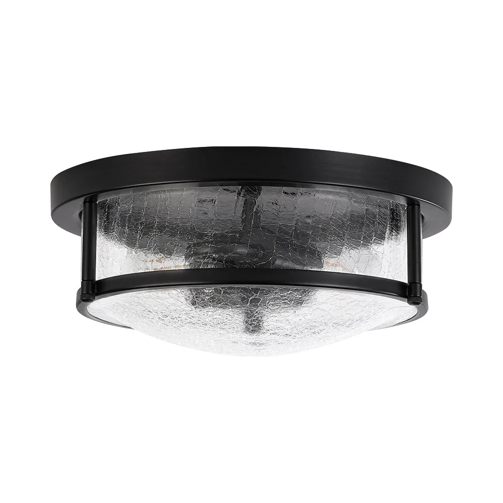 Industrial Black Round Crackled Glass Flush Mount Light - Image 8
