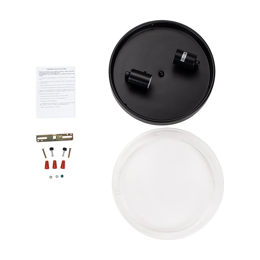 Industrial Black Round Seeded Glass Flush Mount Light - Image 10