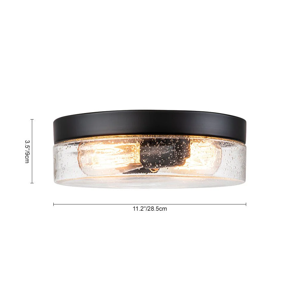 Industrial Black Round Seeded Glass Flush Mount Light - Image 11