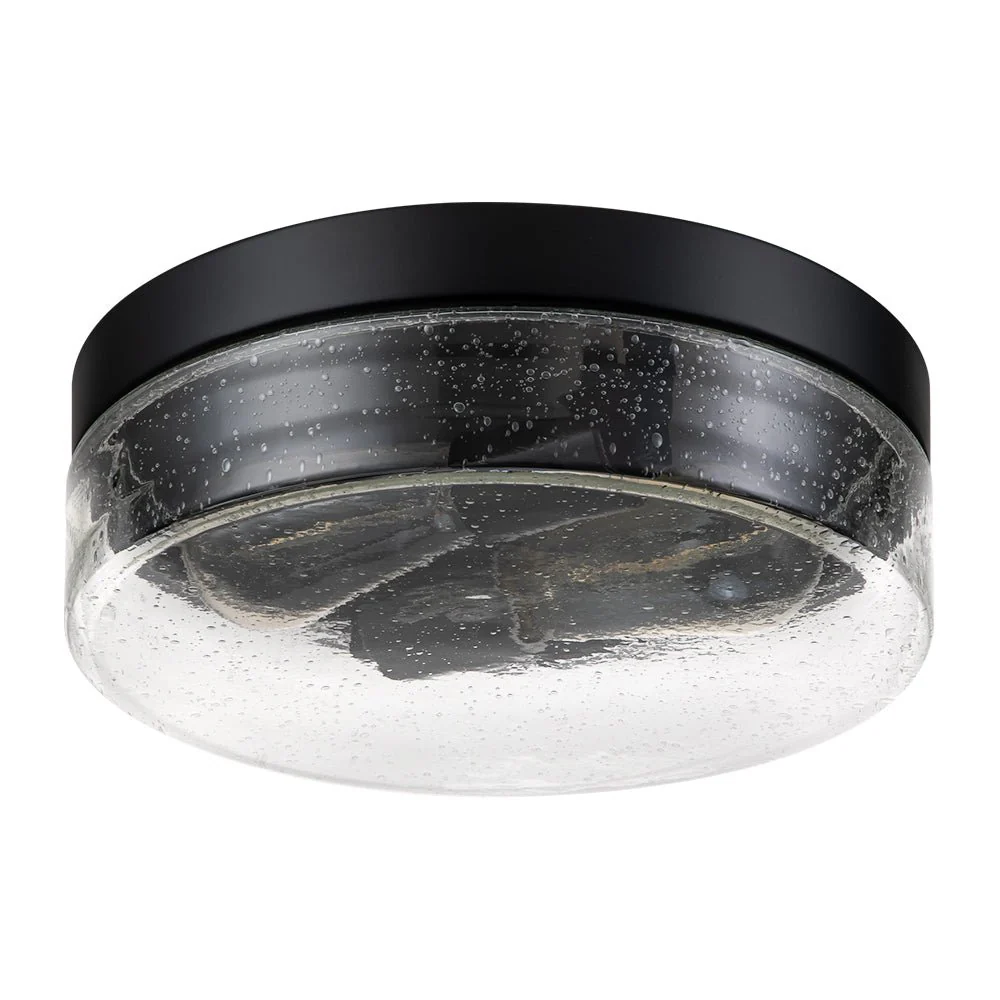 Industrial Black Round Seeded Glass Flush Mount Light - Image 2
