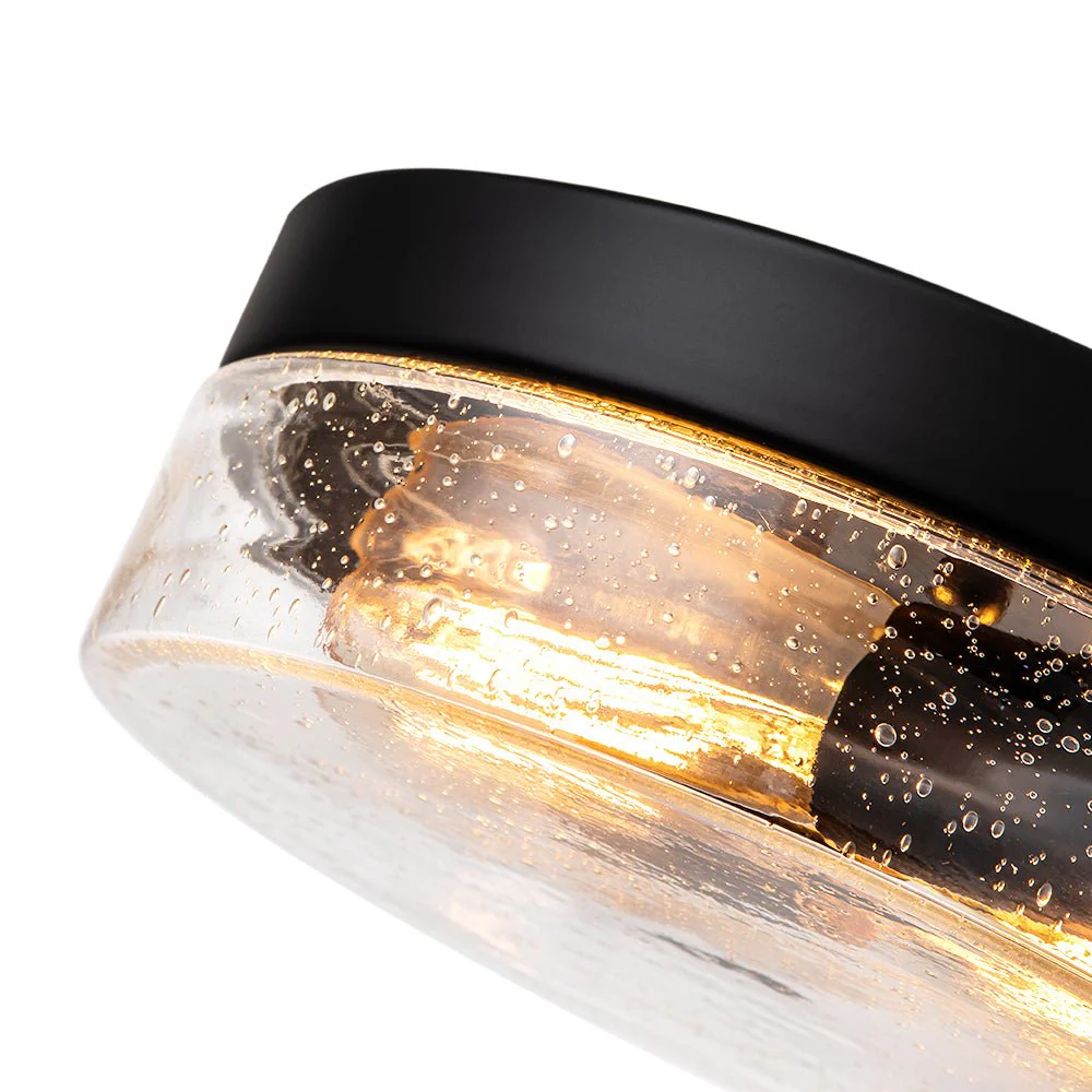 Industrial Black Round Seeded Glass Flush Mount Light - Image 6