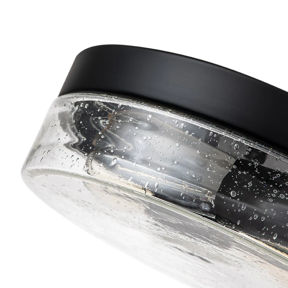 Industrial Black Round Seeded Glass Flush Mount Light - Image 7