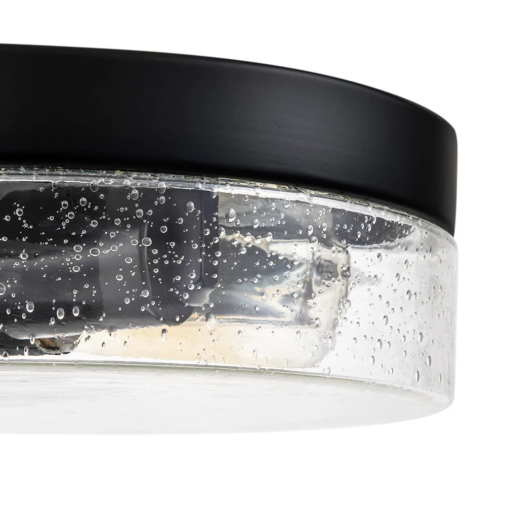 Industrial Black Round Seeded Glass Flush Mount Light - Image 9