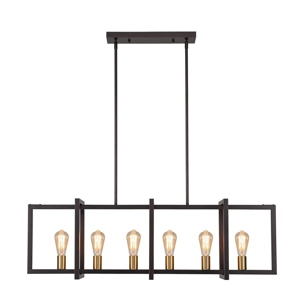 Industrial Farmhouse Rectangular Kitchen Island Pendant - Image 10
