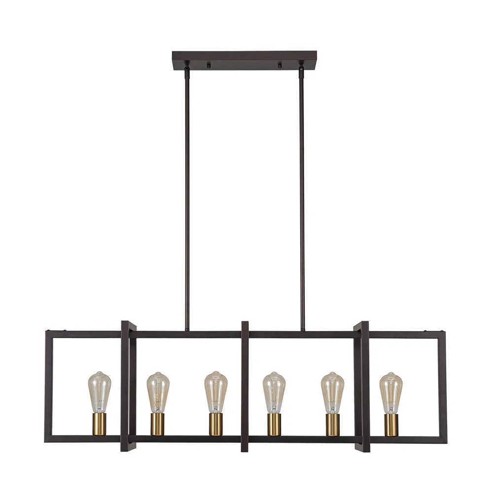 Industrial Farmhouse Rectangular Kitchen Island Pendant - Image 11