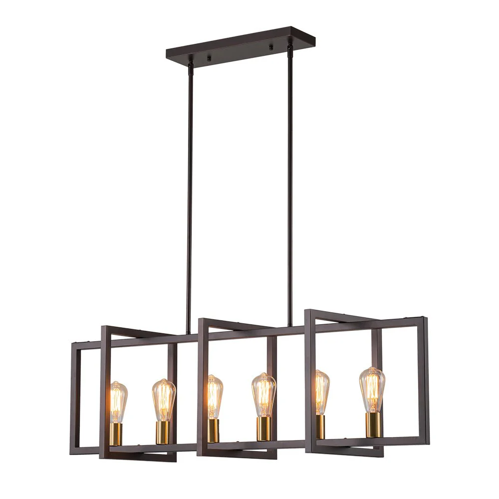 Industrial Farmhouse Rectangular Kitchen Island Pendant - Image 12