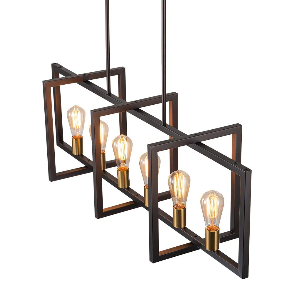 Industrial Farmhouse Rectangular Kitchen Island Pendant - Image 13