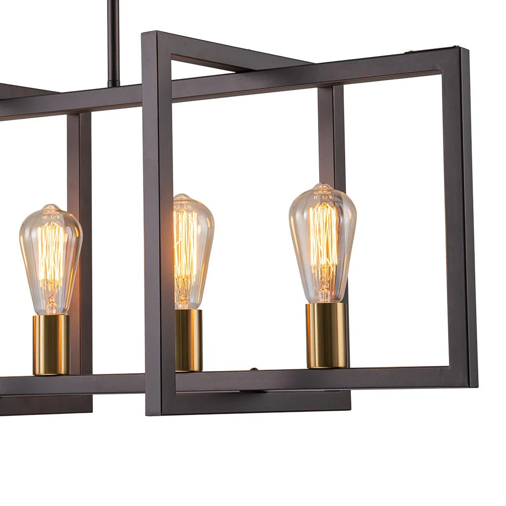 Industrial Farmhouse Rectangular Kitchen Island Pendant - Image 14