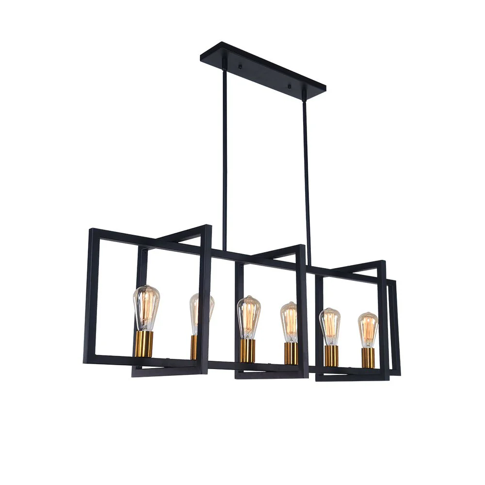 Industrial Farmhouse Rectangular Kitchen Island Pendant - Image 19