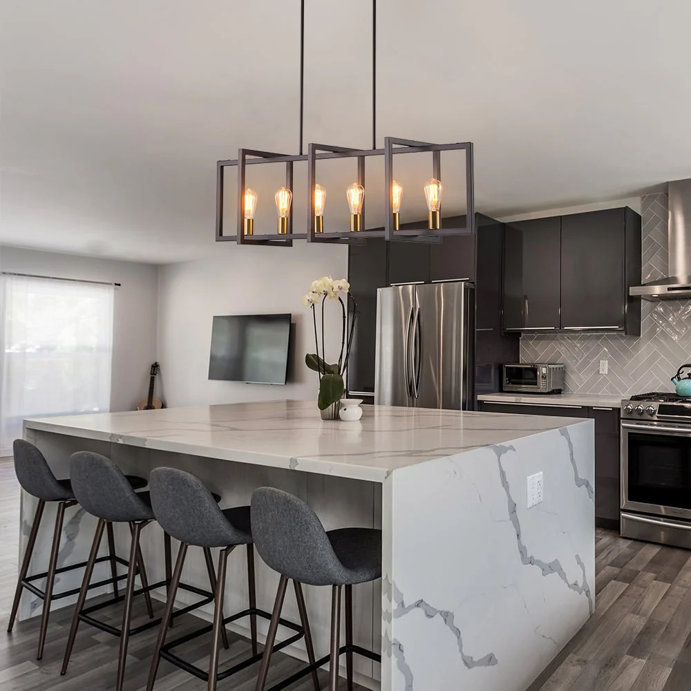 Industrial Farmhouse Rectangular Kitchen Island Pendant - Image 2