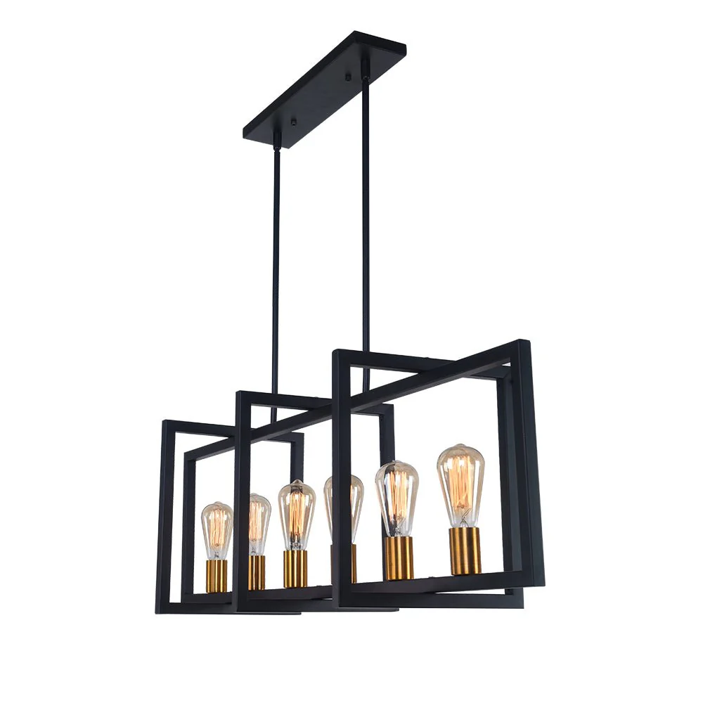 Industrial Farmhouse Rectangular Kitchen Island Pendant - Image 21