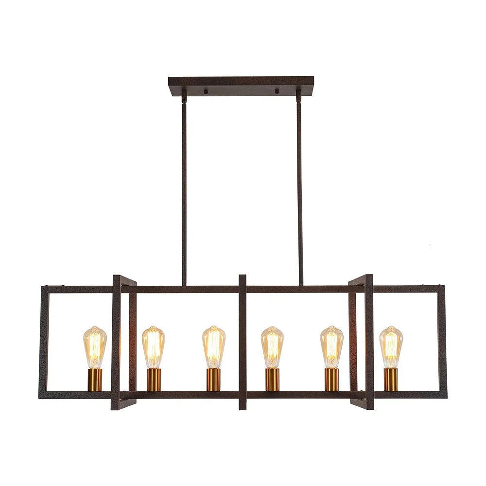 Industrial Farmhouse Rectangular Kitchen Island Pendant - Image 26
