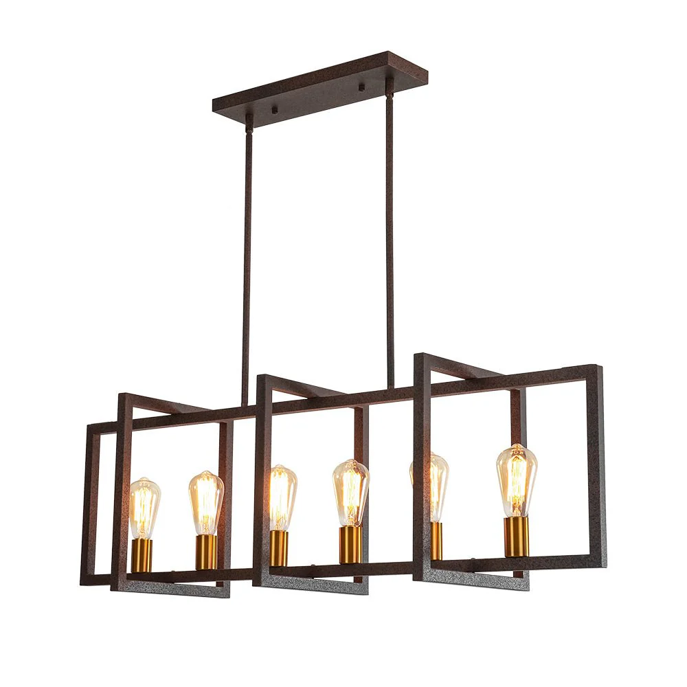 Industrial Farmhouse Rectangular Kitchen Island Pendant - Image 27