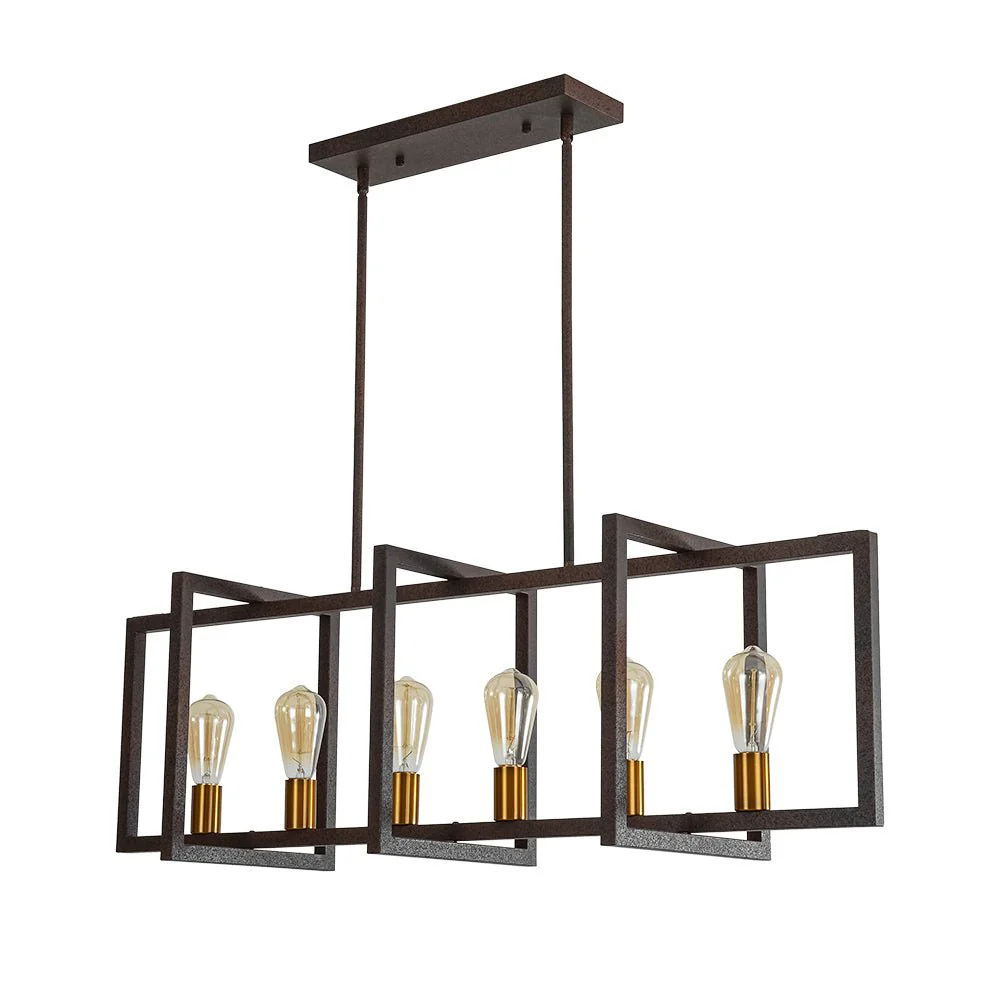 Industrial Farmhouse Rectangular Kitchen Island Pendant - Image 28