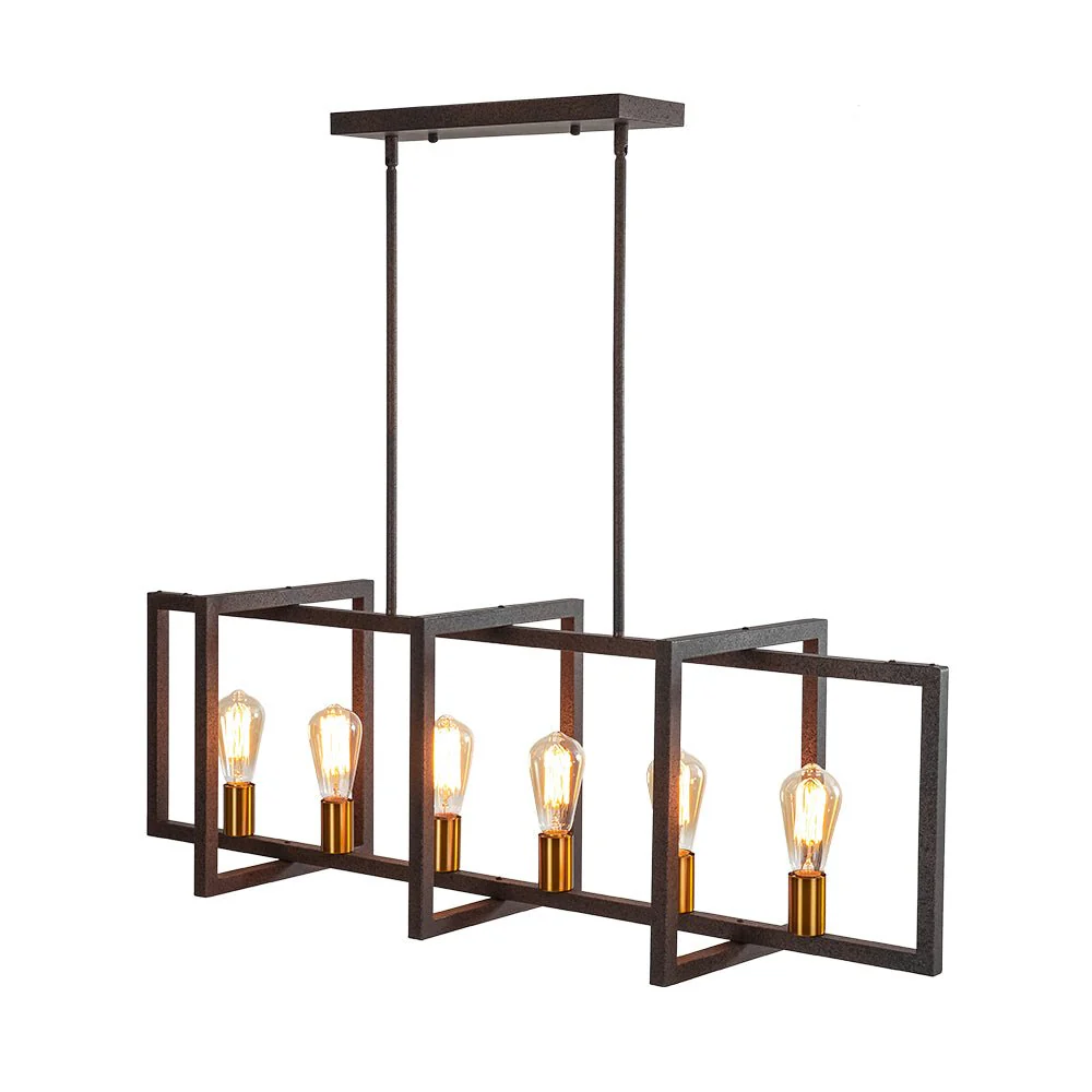 Industrial Farmhouse Rectangular Kitchen Island Pendant - Image 29