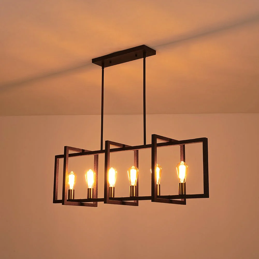 Industrial Farmhouse Rectangular Kitchen Island Pendant - Image 31